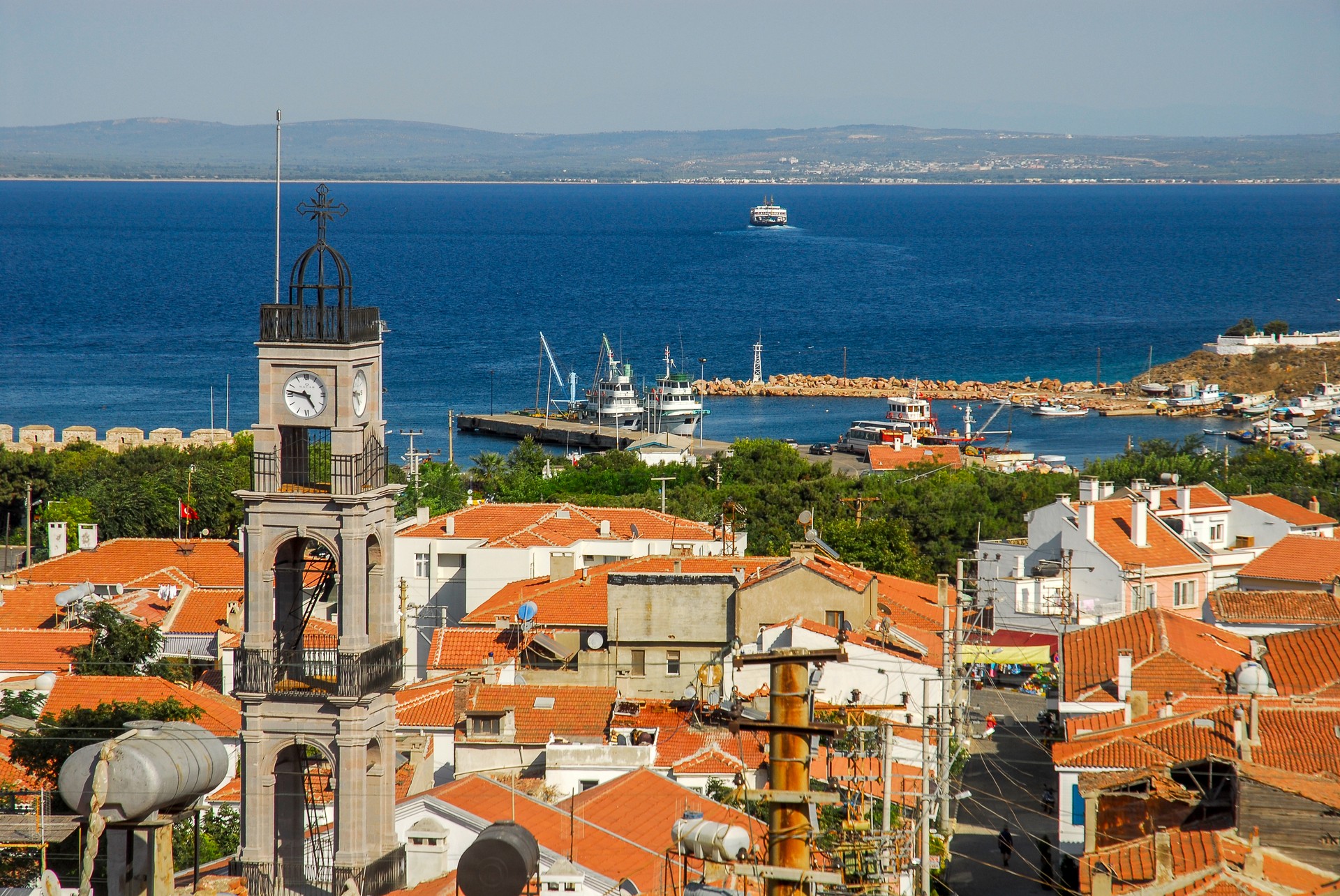 Bozcaada(Tenedos) Virgin Mary Church and island view